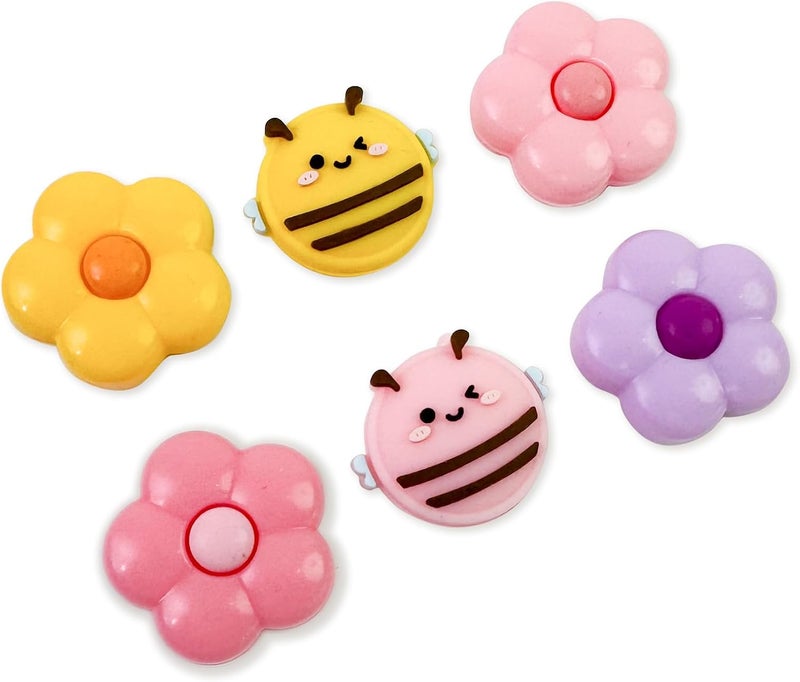 FlyingMage Switch Joycon Thumb Grips Caps, 4 PCS Cute Kawaii 3D Silicone Analog Thumbstick Button Cover Compatible with Nintendo Switch Lite/OLED Joystick Caps (Multicolor Bee&Flower) - Image 1